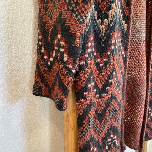 Lucky Brand Southwestern Open Front Long Chunky Knit Cardigan Small Fall Boho - Picture 6 of 6